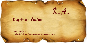 Kupfer Ádám névjegykártya